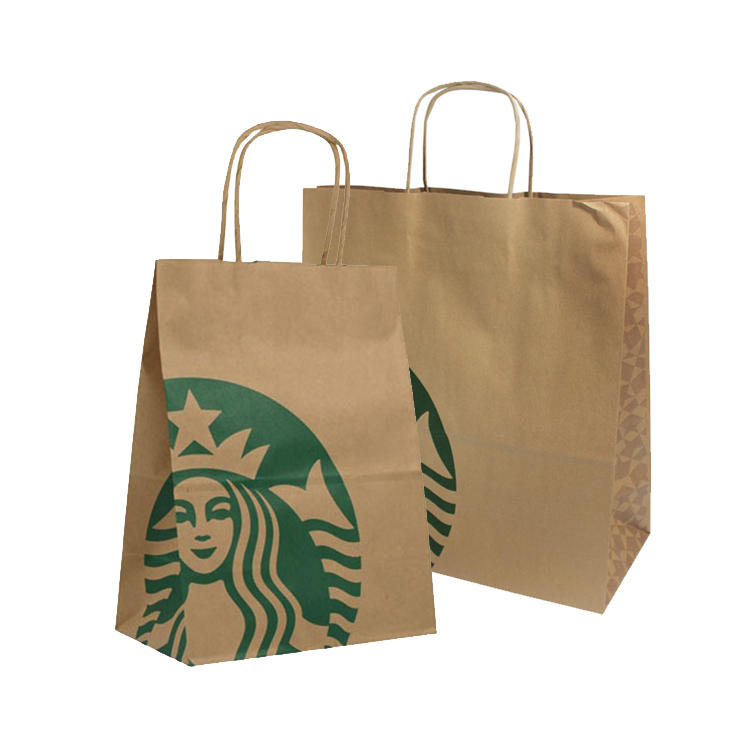 Wholesale Recycled Printed Kraft Paper Shopping Bags for Grocery
