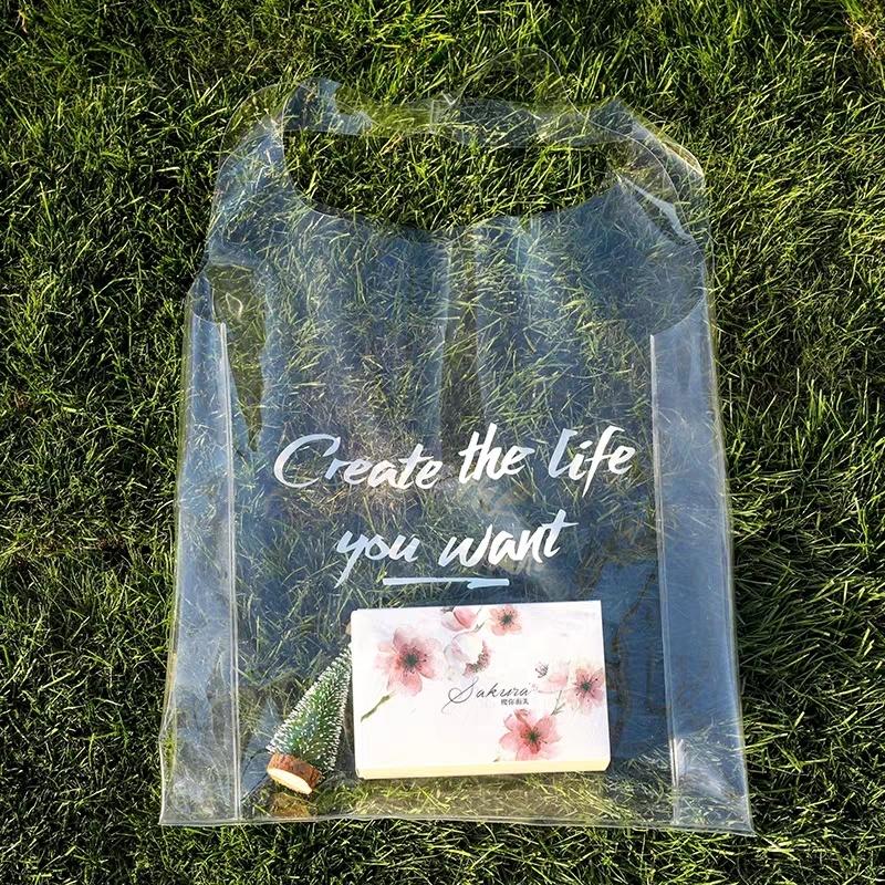 Manufacturer customized low MOQ high quality shopping convenient clear pvc tote bag