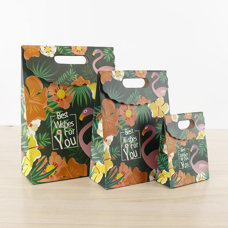 Environmental Flamingo Shopping Bag  Wholesale Clothing Portable Adhesive Paper Gift Bag