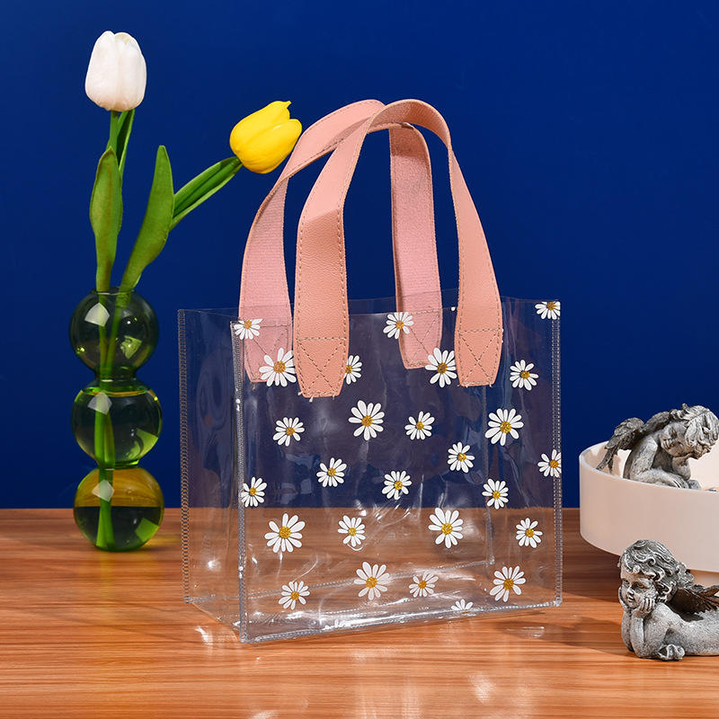 INS Style Chrysanthemum Flower Hand Gift PVC Handbag