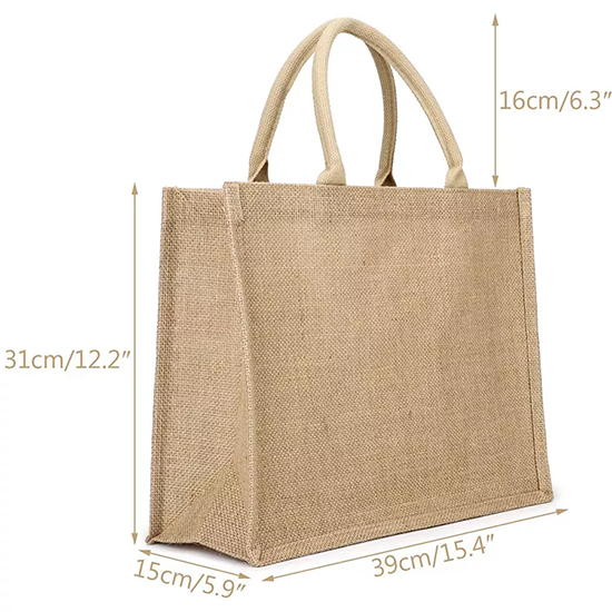 Cheap Custom Logo Printed Eco Recycle Natural Foldable Reusable Jute Burlap Linen Shopping Tote Bag