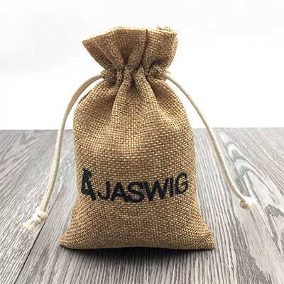 Burlap Hessian Coffee Christmas Gift Drawstring Jute Gunny Pouch Brown Cotton String Jute Bag