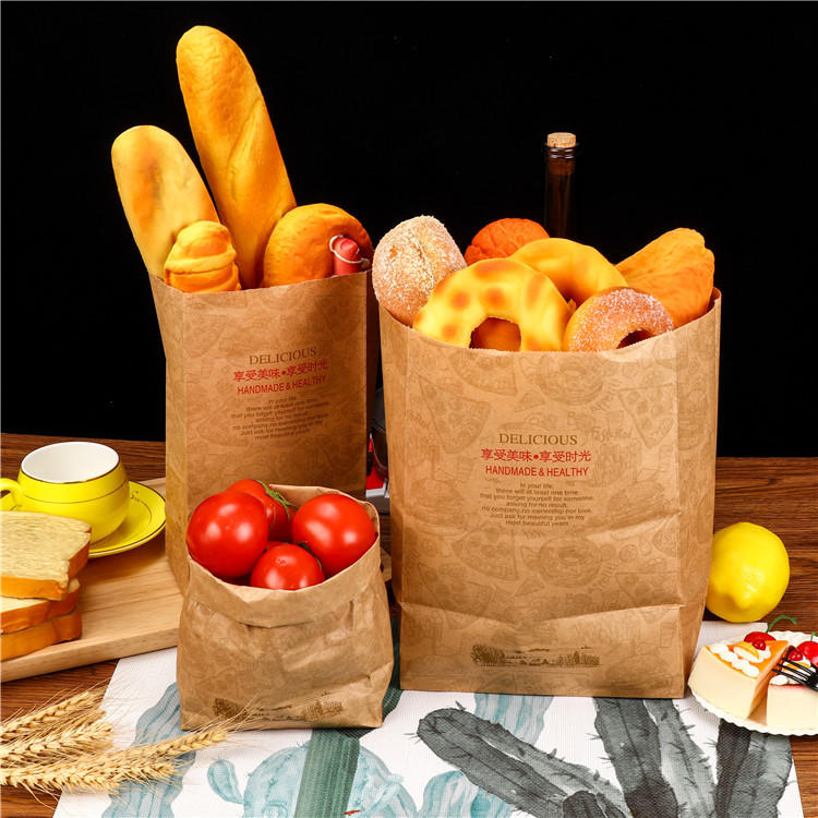 Wholesale craft paper food bag paper bags food grade with logo printed kraft paper bag